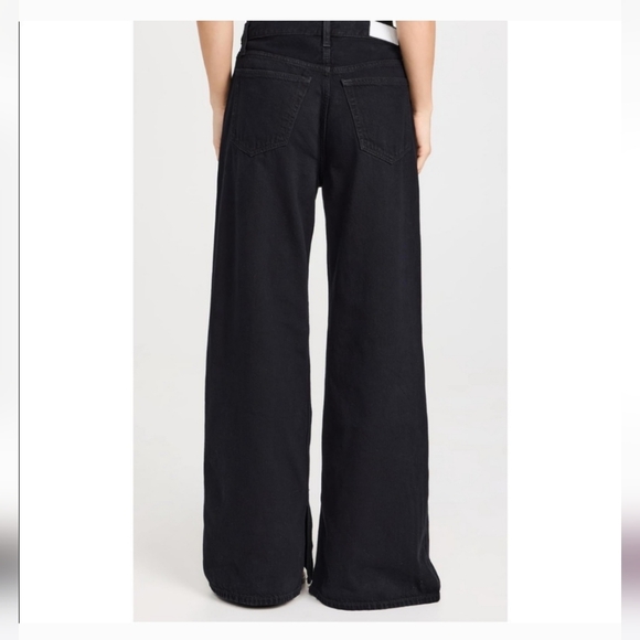 NWT RE/DONE black denim jeans wide Loose leg With Slit -Size 25 with a 30" Waist - Picture 3 of 16